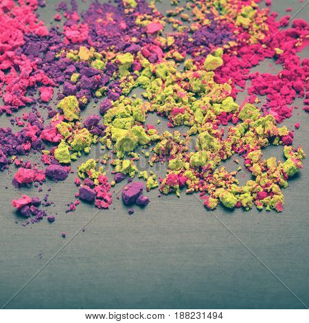 Closeup of Indian Holi colors. Festival Holi dyes background