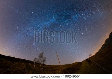 The Starry Sky Above The Alps, 180 Degree Fisheye View