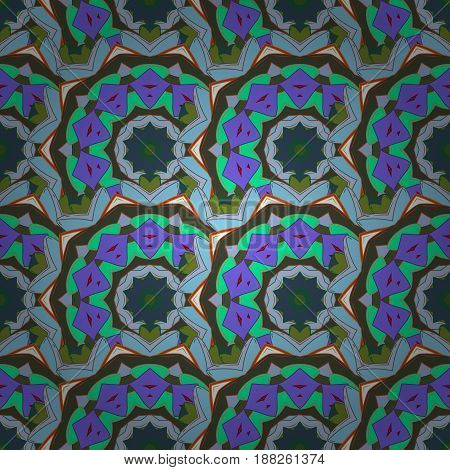 Colorfulen Pattern On Blue Background With Colorful Elements. Traditional Classic Colorful Pattern. 
