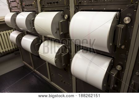Seismographs Recording Earthquake