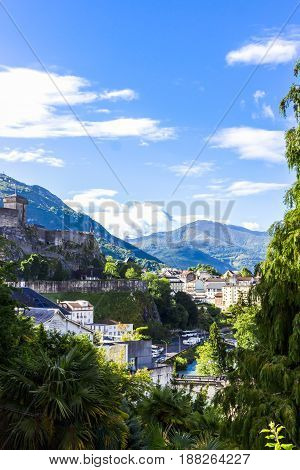 A beautiful view of the mountains Hautes Pyrenees. Lourdes, France