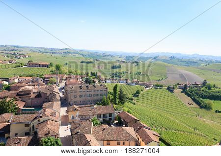Barbaresco Town Aerial View, Langhe, Italy