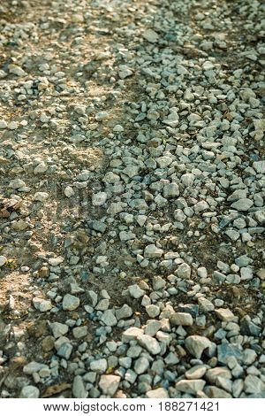 Background of the gravel mines of various shapes and colors. Gravel Path.