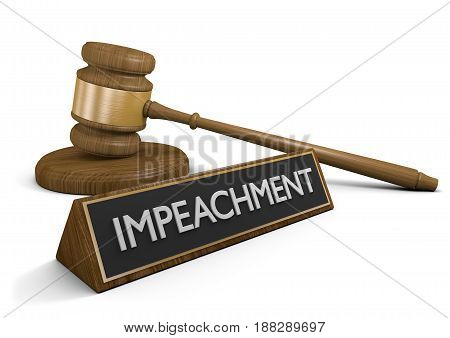Impeachment law concept for charging officials in government office, 3D rendering