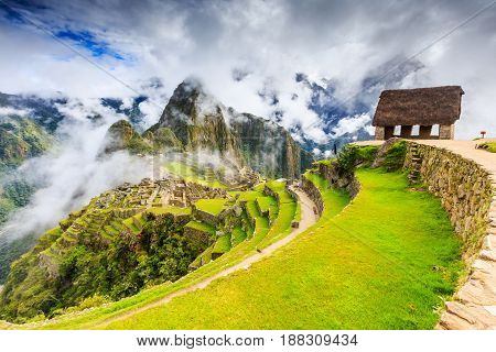 Machu Picchu Peru. UNESCO World Heritage Site. One of the New Seven Wonders of the World