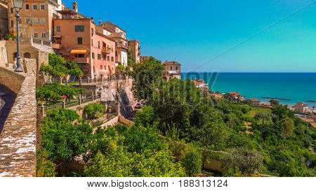 Medieval Grottammar village on the adriatic sea, Marche, Italy