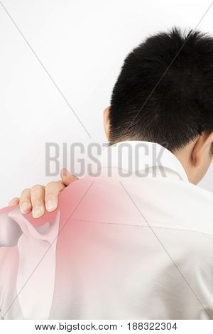 shoulder muscle injury white background shoulder pain