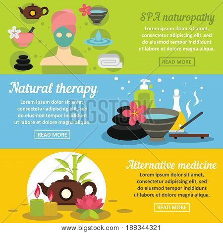 SPA care banner horizontal concept set. Flat illustration of 3 SPA care vector banner horizontal concepts for web