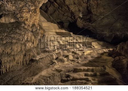 Caves and cave formations in the canyon of the river next to Bor in Serbia