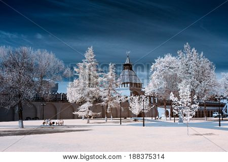 The image on an upgraded camera which does not perceive visible light only infrared. Very nice to see the trees caught in the frame.