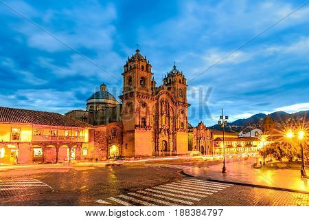 Cusco, Peru - Plaza De Armas And Church Of The Society Of Jesus