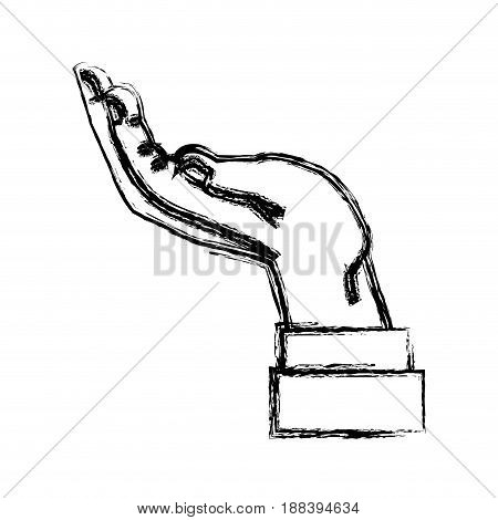 cartoon hand man business support symbol icon vector illustration