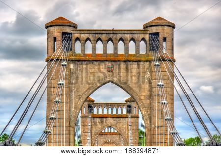 Suspension Bridge spanning the Loire in Langeais - France, Indre-et-Loire