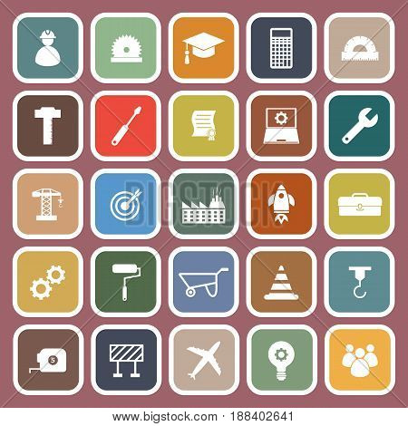 Engineering flat icons on red background, stock vector
