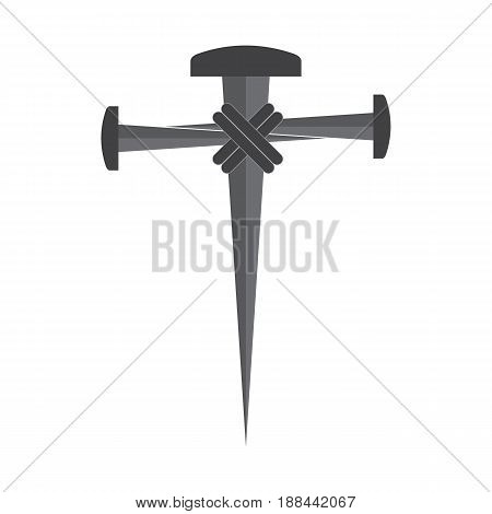 Cross of nails on white background, symbol of Golgotha