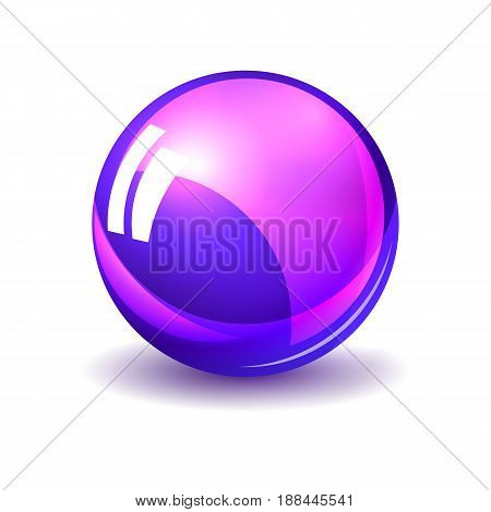 Vilolet glossy Glass sphere, realistic vector illustration