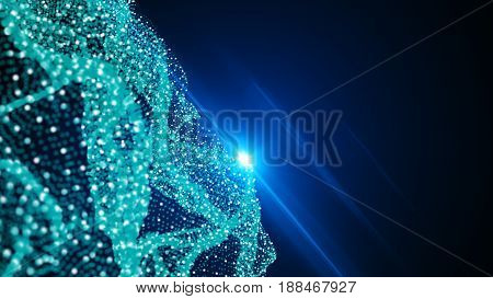 Digital Blue Wave Particles Form Background Illustration