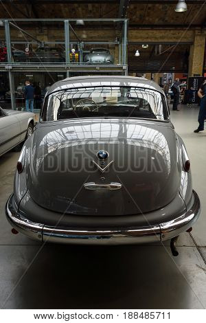 BERLIN GERMANY - MAY 17 2014: Full-size luxury car BMW 501 V8. Rear view. 27th Oldtimer Day Berlin - Brandenburg