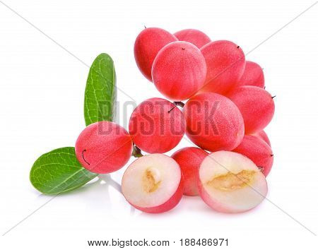 karanda or carunda tropical fruit isolated on white background