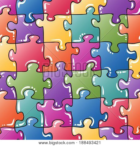 Seamless cartoon puzzle vector background or pattern