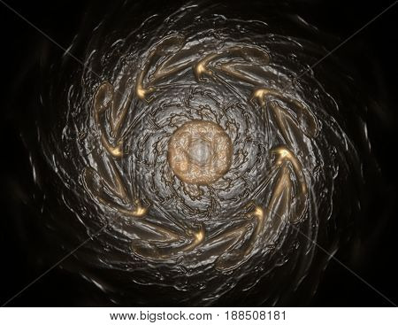 Geometry of Space series. Visually attractive backdrop made of conceptual grids curves and fractal elements suitable as element for layouts on physics mathematics technology science and education.