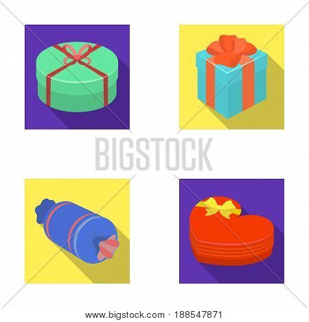 Gift box with bow, gift bag.Gifts and certificates set collection icons in flat style vector symbol stock illustration .