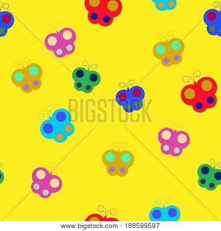 Butterfly chaotic seamless pattern. Fashion graphic background design. Modern stylish abstract texture. Colorful template for prints textiles wrapping wallpaper. Stock VECTOR illustration