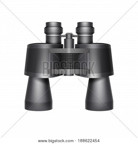 Vector black travel binoculars top view isolated on white background