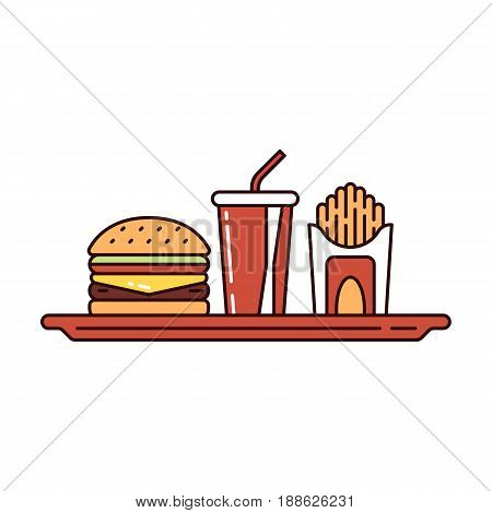 Illustration of different kinds of fast food on white background