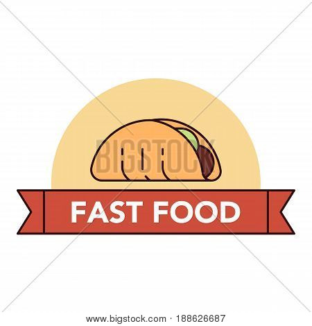Illustration of different kinds of fast food on white background