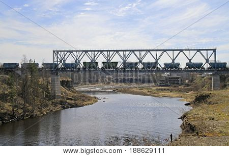 railway bridge over river Narva on Russian-Estonian border