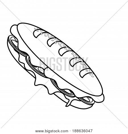 line delicious sandwich fast food meal, vector illustration