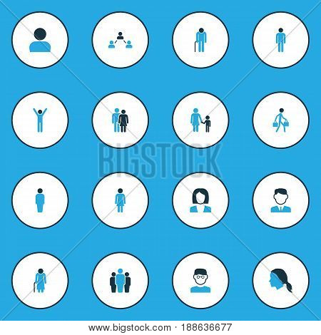 People Colorful Icons Set. Collection Of Lover, Oldster, Happiness And Other Elements. Also Includes Symbols Such As Group, Team, Mother.