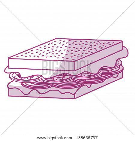 silhouette delicious sandwich fast food meal, vector illustration