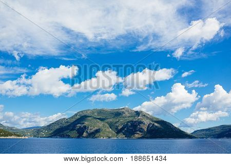 Islands in Greece on a sunny day with blue sky