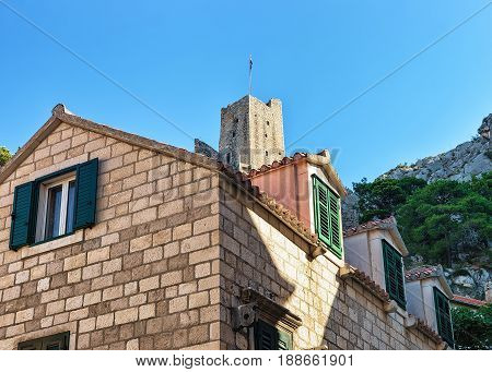 Mirabella fortress at the high rock in Omis Croatia