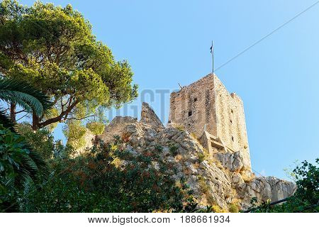 Mirabella fortress on the high rock in Omis Croatia