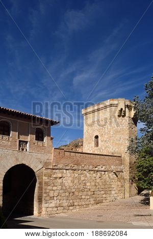 Puerta Alta (high door) in medieval town of Daroca Zaragoza province Aragon Spain