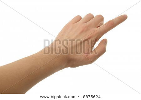 una foto della mano isolata con tracciato di ritaglio