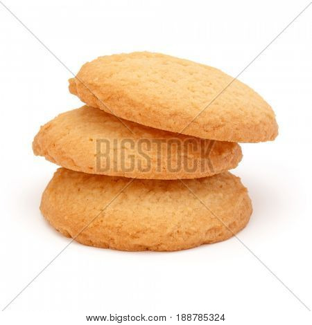 stacked short pastry cookies isolated on white background