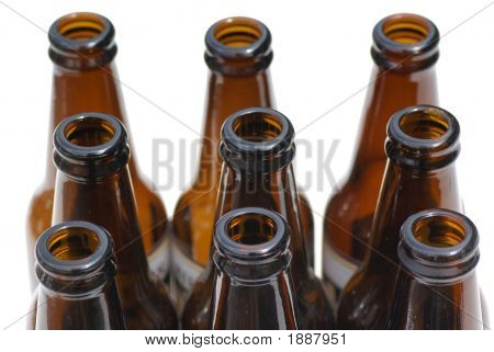 Neuf bouteilles de bière.