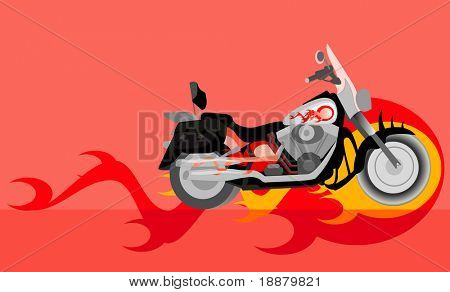 vektor billede af motorcykel med flamme