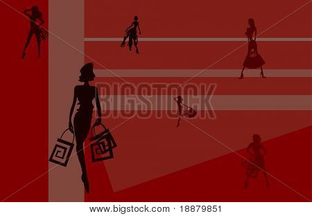 쇼핑 카드 및 포스터 배경에 대 한 여자의 벡터 이미지