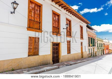 colorful Streets  in La Candelaria aera Bogota capital city of Colombia South America