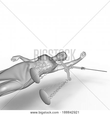 Broken lady of justice 3d rendering