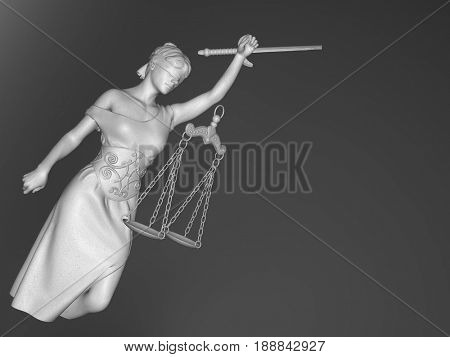 Broken lady of justice 3d rendering