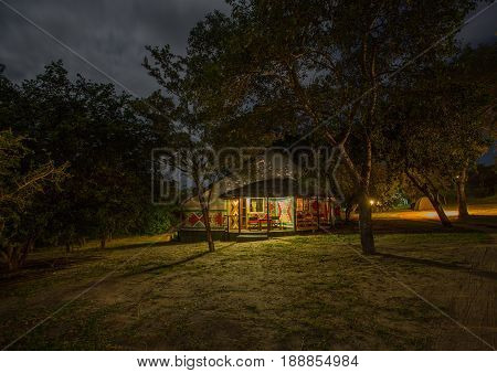 Accomodation Hut With Tripe Colors, South Africa