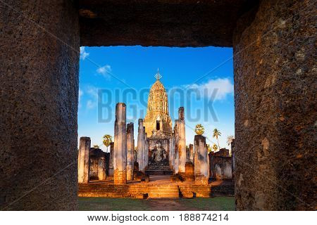 Sukhothai, Thailand - January 17 2017: Wat Phra Si Rattana Mahathat - Chaliang In The Precinct Of Si