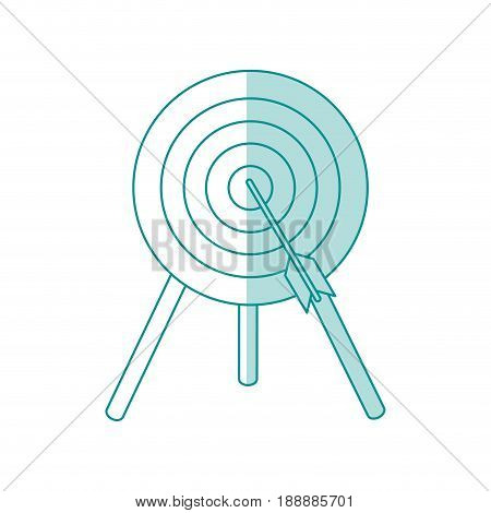 Flat line monocromatic target with arrow over white background. Vector illustration.