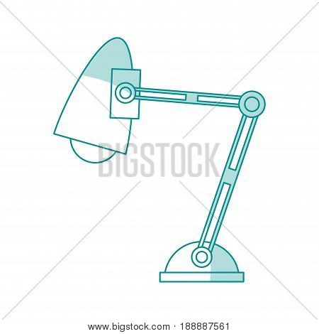 Flat line monocromatic desk lamp over white background. Vector illustration.